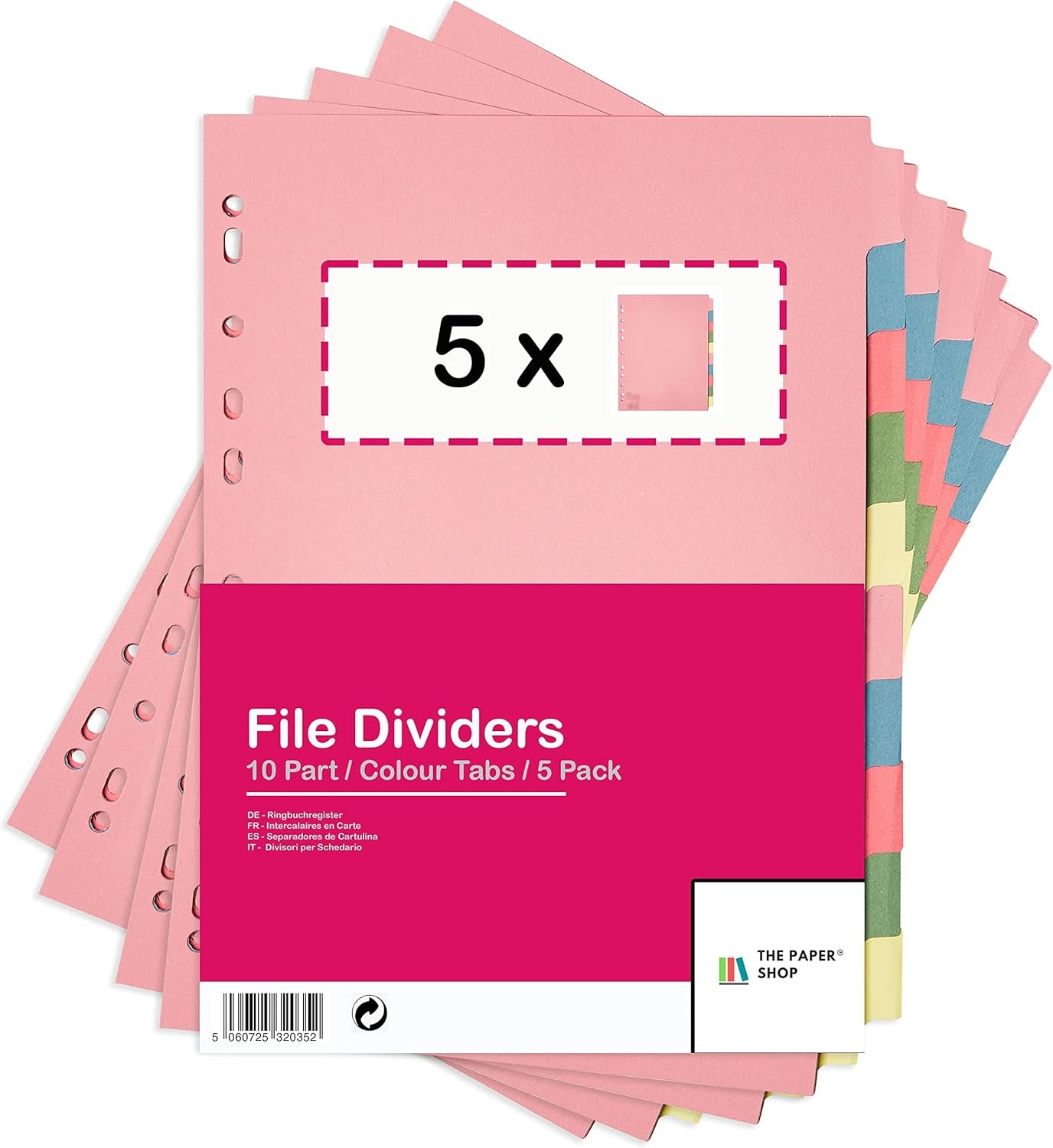 A4 10-Part File Dividers – Pack of 5 for Efficient Organization