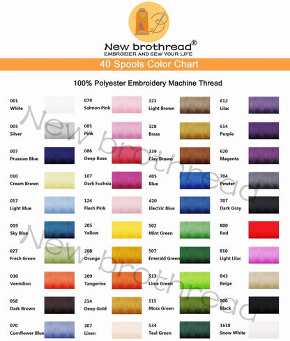 New brothread 40-Spool Polyester Machine Embroidery Thread Kit – Vibrant, Durable & High-Quality