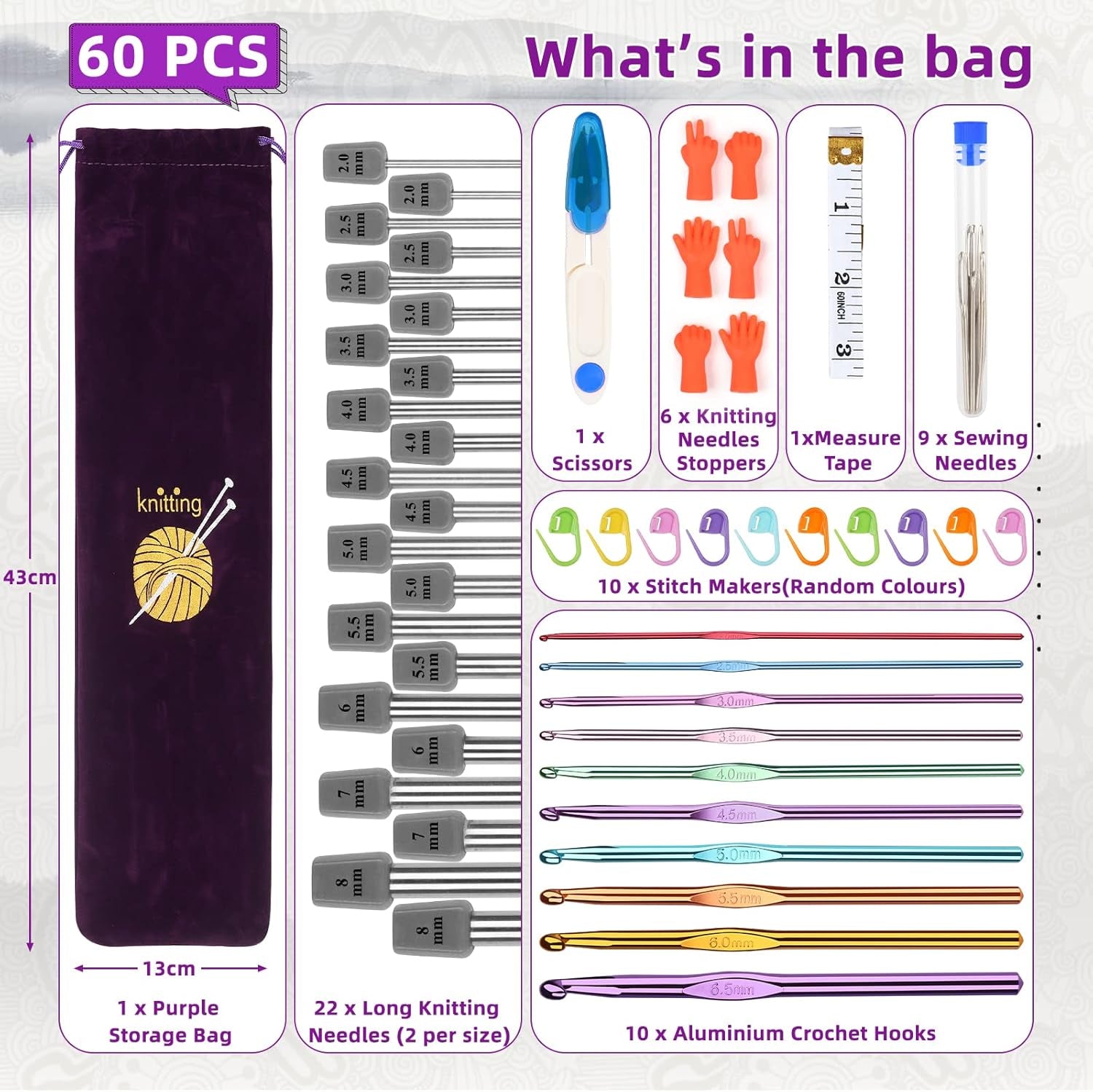 Aeelike Knitting & Crochet Starter Kit – Complete Set for Beginners & Experts