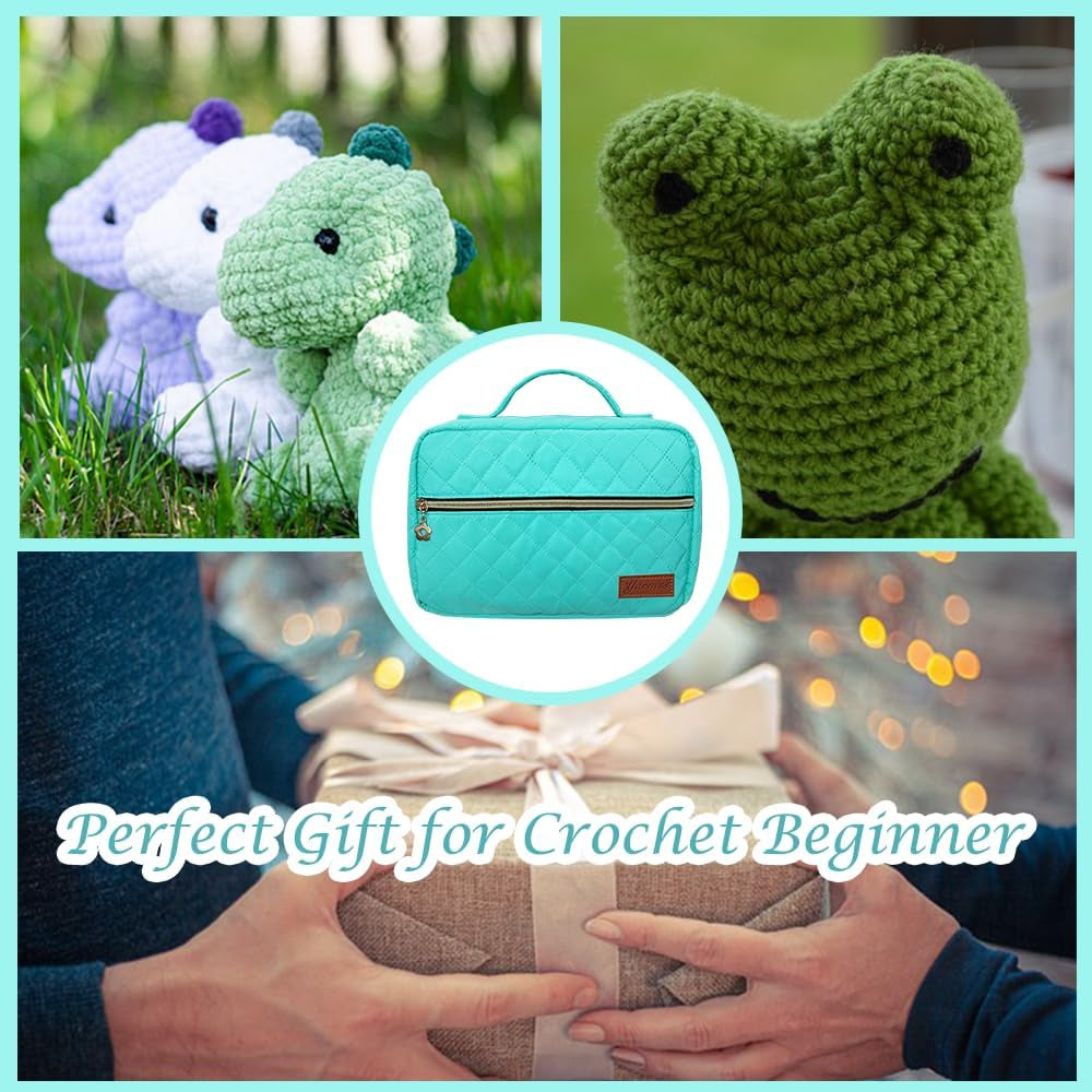Knitiss Crochet Kits for Beginners Adults, All-Inclusive Crochet Kit for Adults with 14 Size Ergonomic Crochet Hooks,12 Crochet Yarns Balls & Crochet Bag