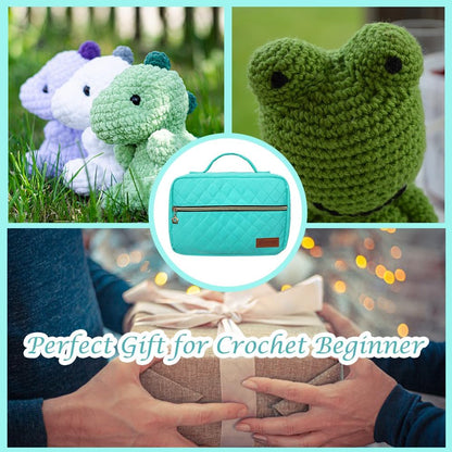 Knitiss Crochet Kits for Beginners Adults, All-Inclusive Crochet Kit for Adults with 14 Size Ergonomic Crochet Hooks,12 Crochet Yarns Balls & Crochet Bag