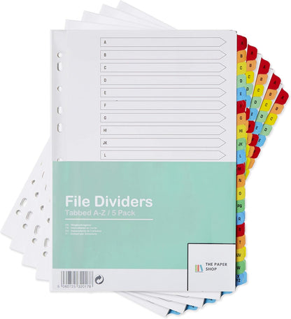 A4 A-Z File Dividers – Durable & Alphabetically Organized for Easy Filing