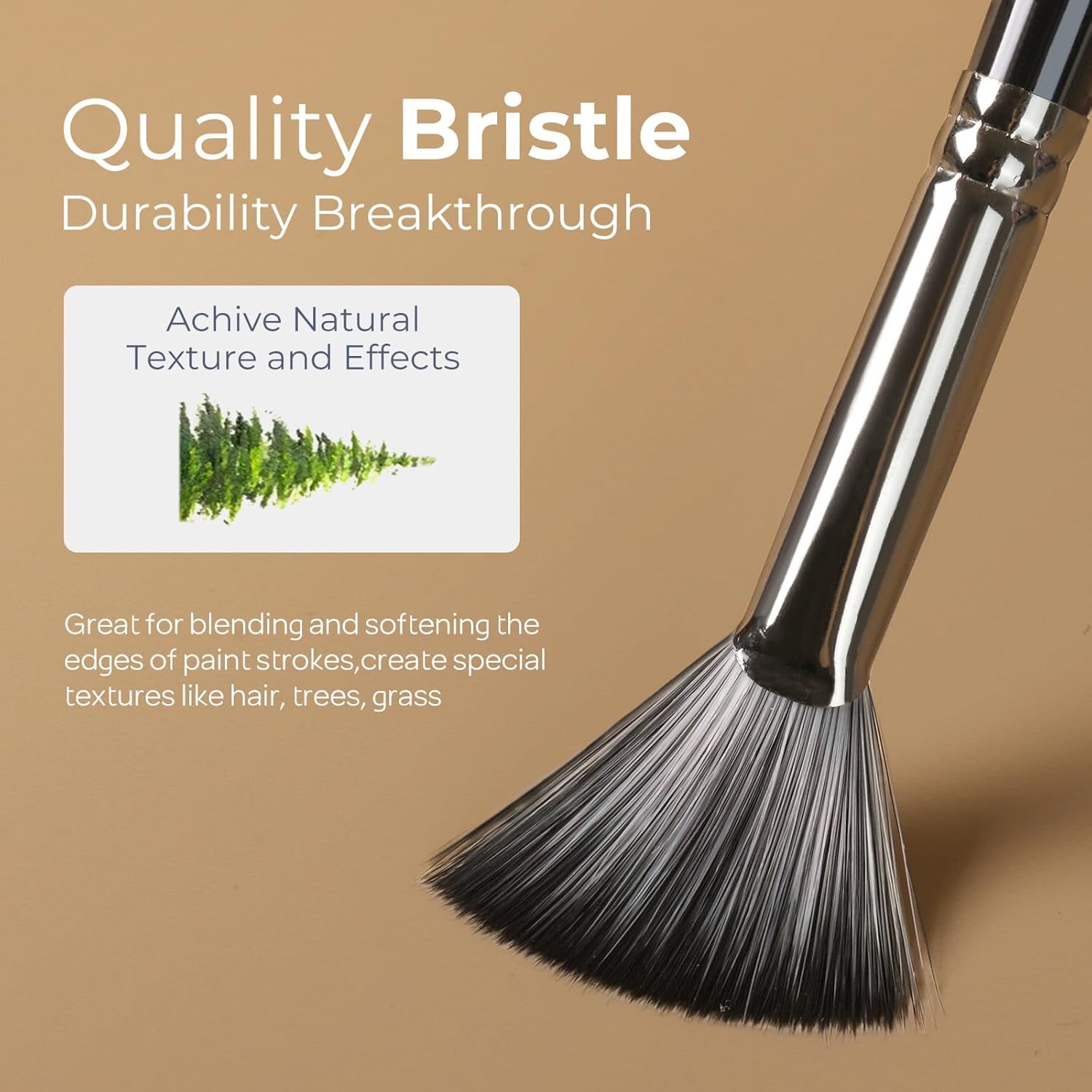 Nicpro 10 PCS Fan Paint Brushes, Artist Painting Brush Set Soft Anti-Shedding Nylon Hair Wood Short Handle for Acrylic Watercolor Oil Painting