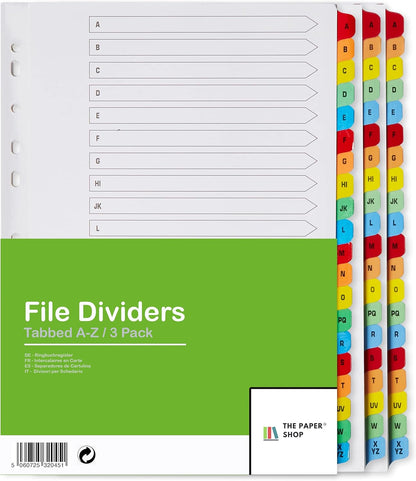 A4 A-Z File Dividers – Durable & Alphabetically Organized for Easy Filing