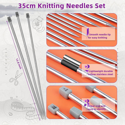 Aeelike Knitting & Crochet Starter Kit – Complete Set for Beginners & Experts
