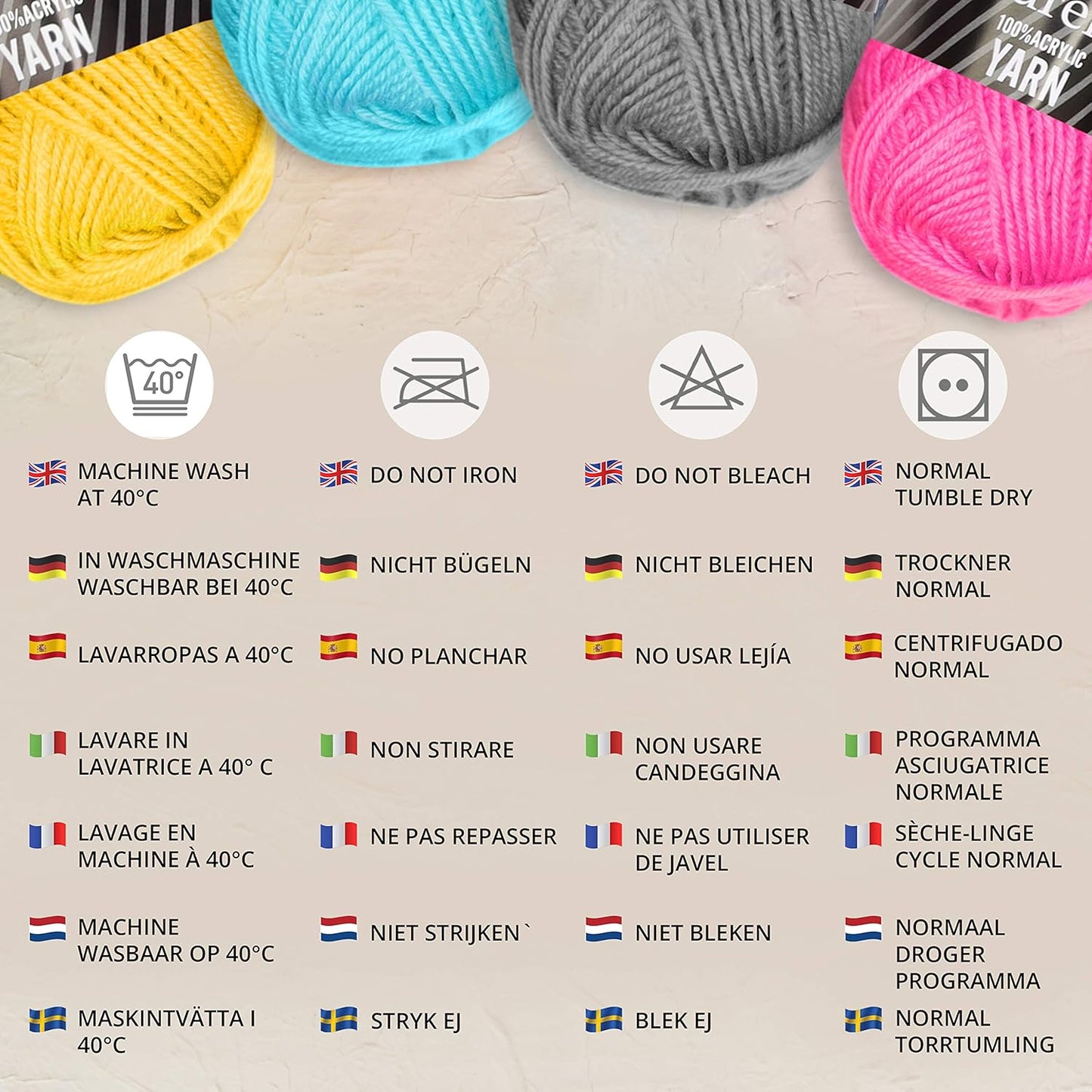 20-Color Acrylic Yarn Set – Soft, Durable & Perfect for Knitting & Crochet
