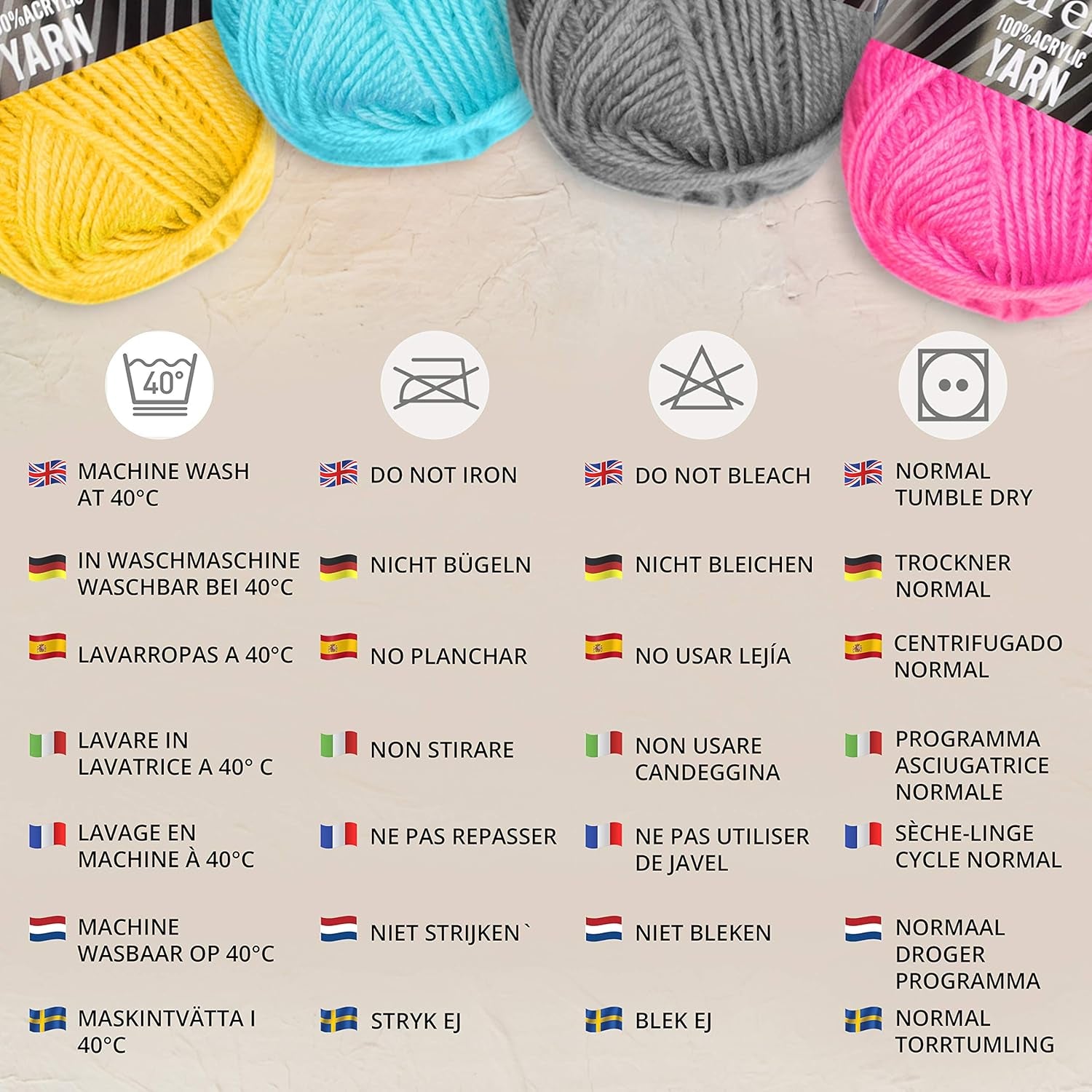 20-Color Acrylic Yarn Set – Soft, Durable & Perfect for Knitting & Crochet
