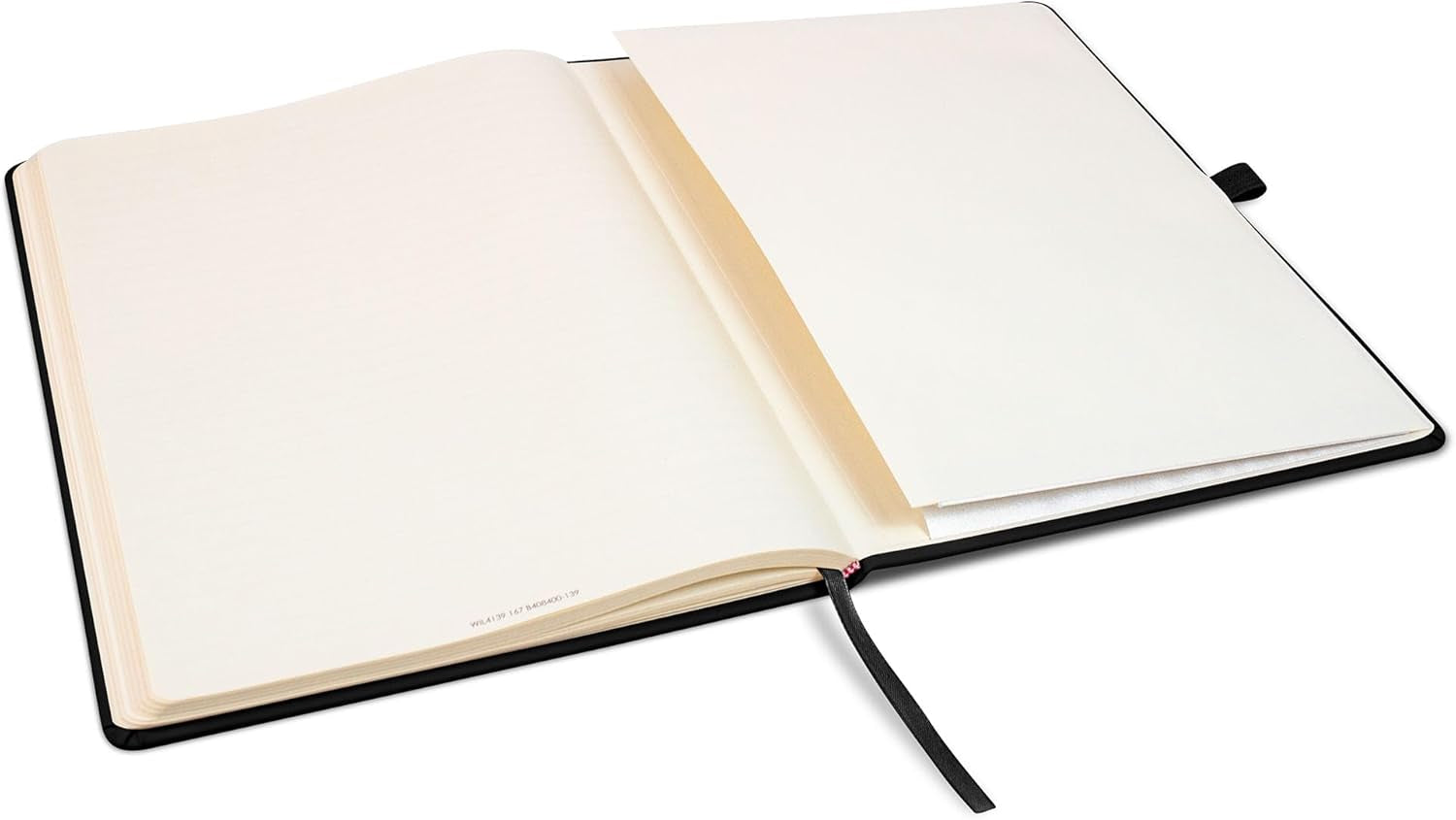 Notes London Eco A4 Notebook with Lined Pages, Pen Loop, Ribbon, Date Marks and Paper Pocket, Pocket Hardback Journal, Note, Sustainably Sourced Paper (Black)