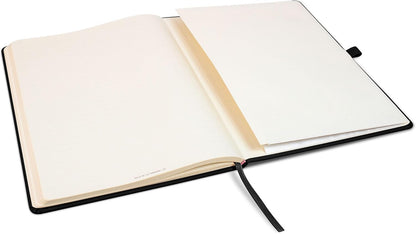 Notes London Eco A4 Notebook with Lined Pages, Pen Loop, Ribbon, Date Marks and Paper Pocket, Pocket Hardback Journal, Note, Sustainably Sourced Paper (Black)