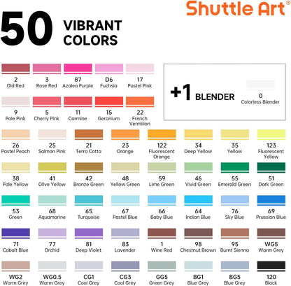 Shuttle Art 51-Colour Dual Tip Marker Set + Blender
