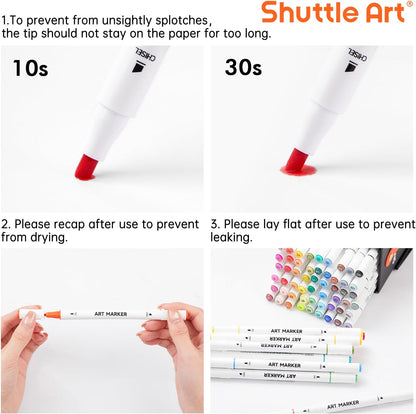 Shuttle Art 60-Colour Dual Tip Marker Set + Blender