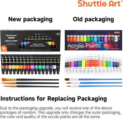 Shuttle Art 16-Piece Acrylic Paint Set + Bonus Brushes
