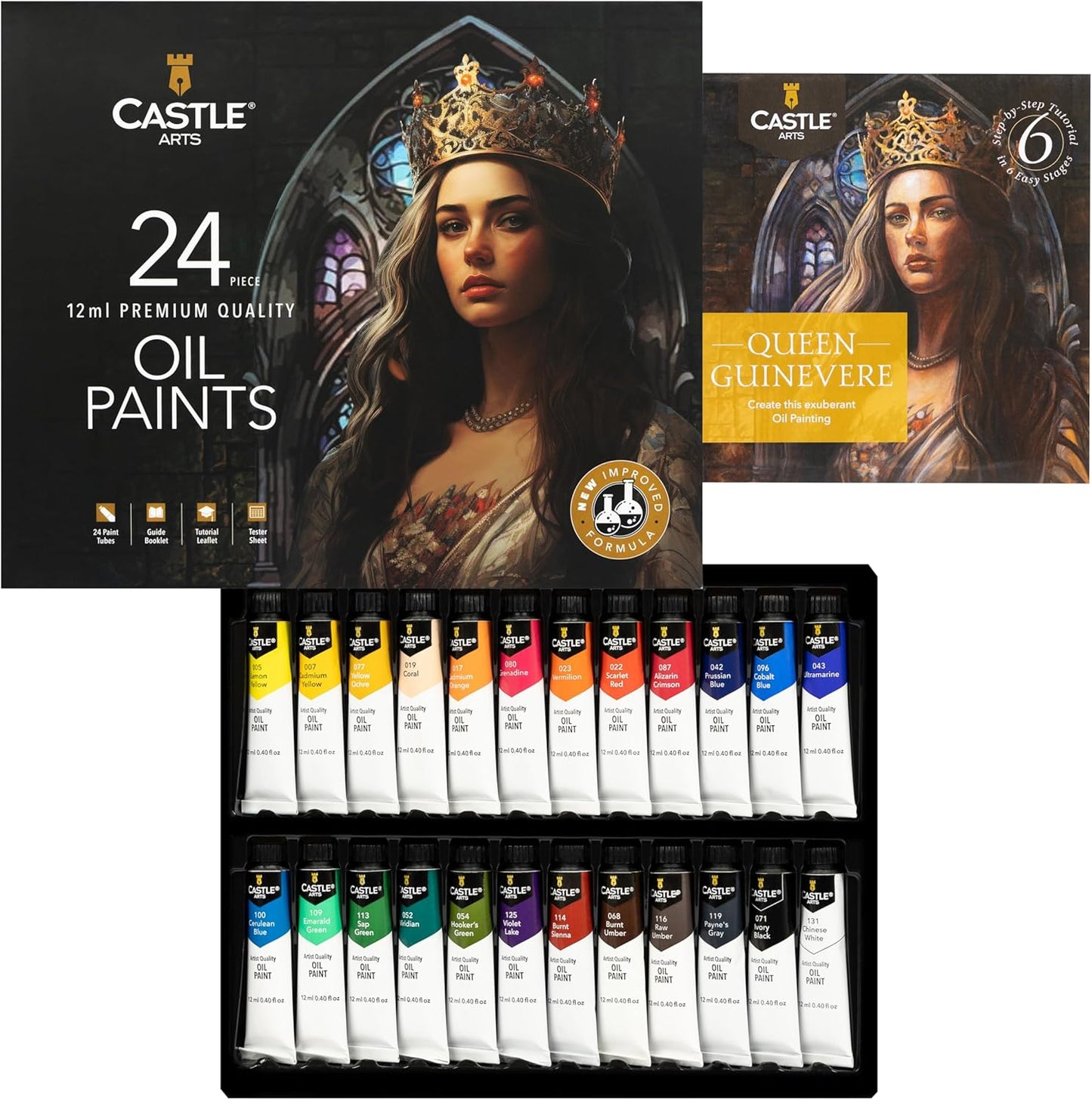 Castle Art Supplies 24 X 12Ml Oil Paint Set | New Improved Formula | Great Value Set for Adult Artists, Beginners and Advanced | Vibrant Variety of Smooth-To-Use Oil Paints (New)