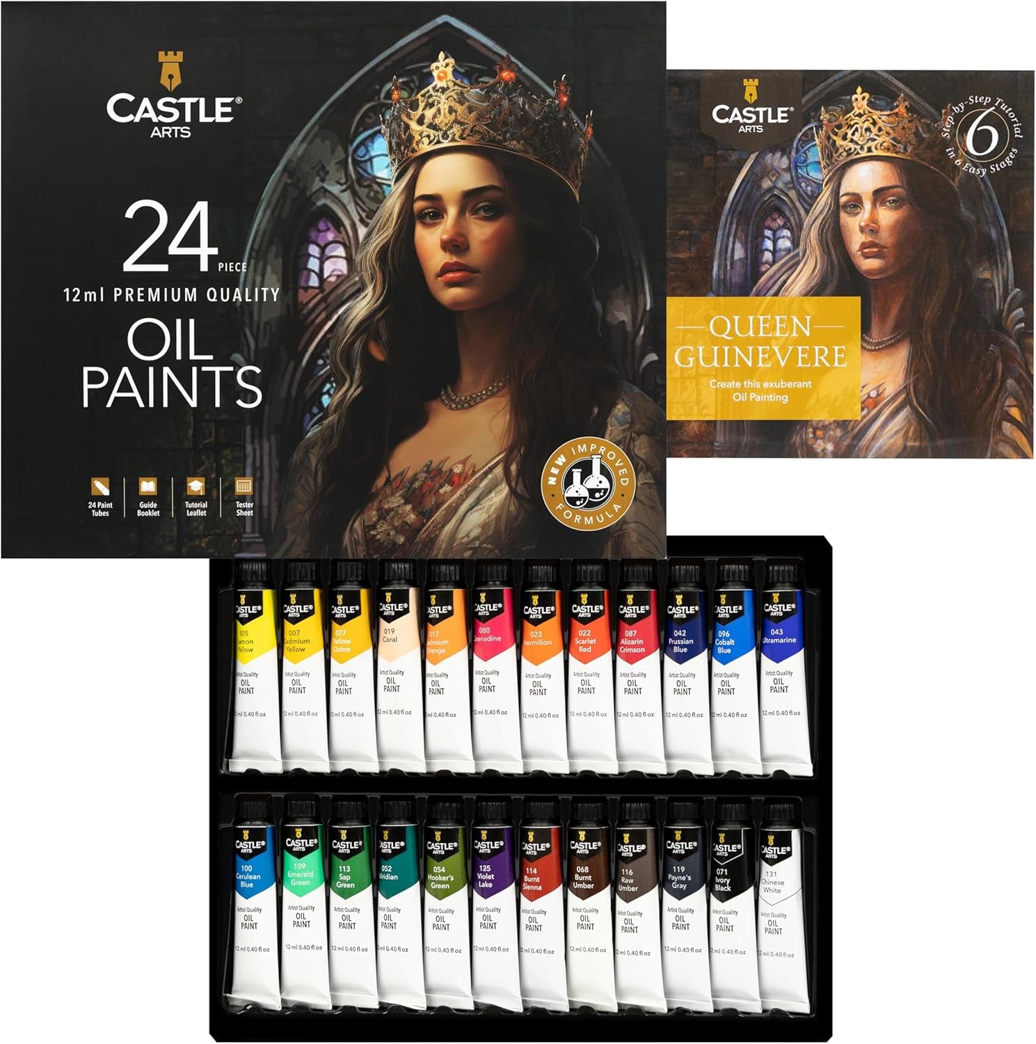 Castle Art Supplies 24 X 12Ml Oil Paint Set | New Improved Formula | Great Value Set for Adult Artists, Beginners and Advanced | Vibrant Variety of Smooth-To-Use Oil Paints (New)