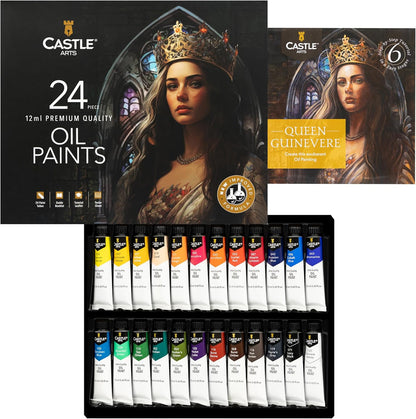 Castle Art Supplies 24 X 12Ml Oil Paint Set | New Improved Formula | Great Value Set for Adult Artists, Beginners and Advanced | Vibrant Variety of Smooth-To-Use Oil Paints (New)