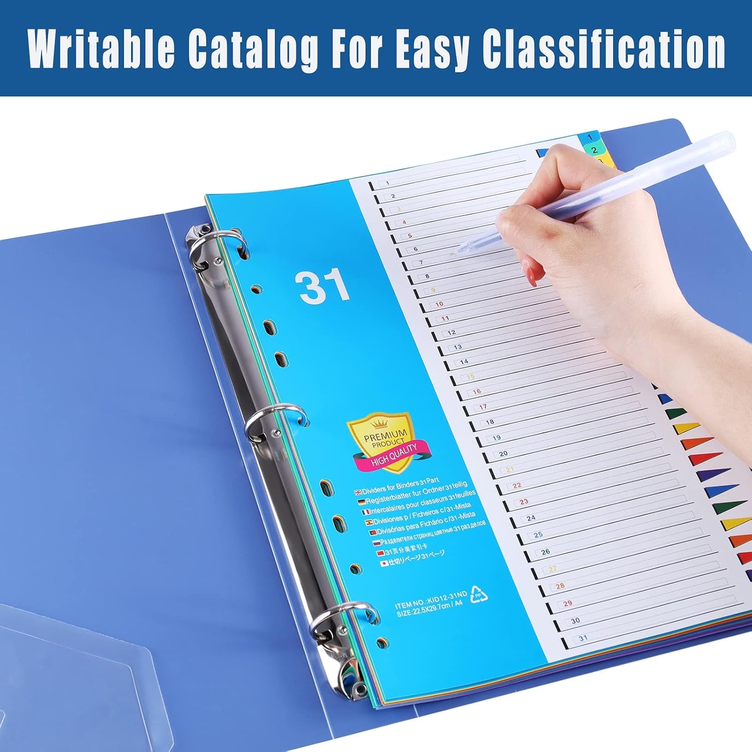 A4 1-31 Numbered File Dividers – Pack of 5 for Efficient Organization