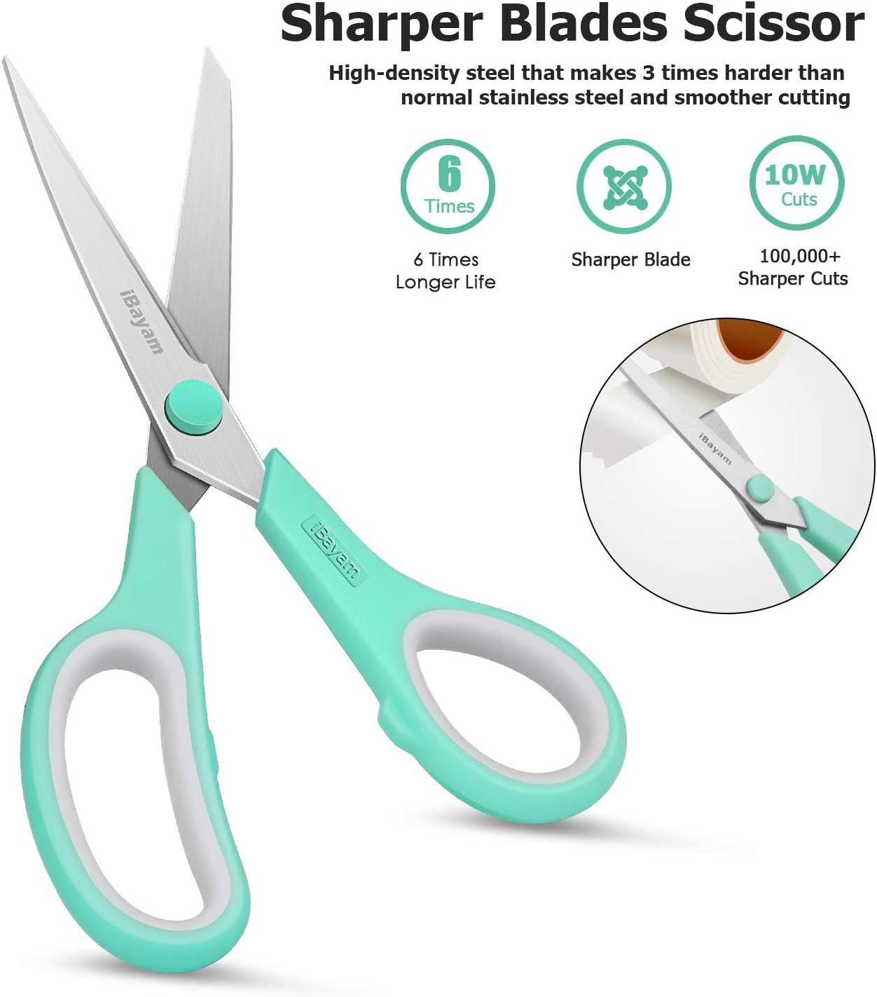 Household Scissors – 3-Pack, 8-Inch Soft-Grip, Multi-Purpose
