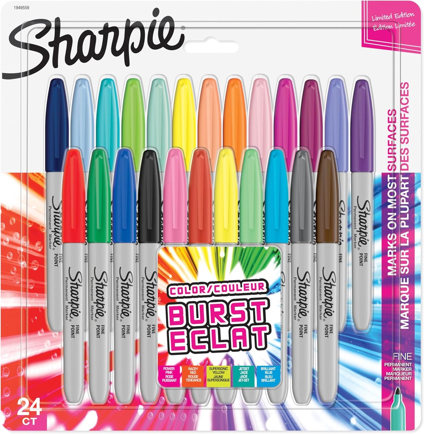 Sharpie Permanent Markers | Fine Point for Bold Details | Colour Burst & Assorted Original | 24 Marker Pens