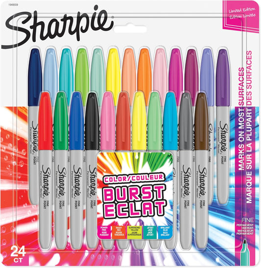 Sharpie Permanent Markers | Fine Point for Bold Details | Colour Burst & Assorted Original | 24 Marker Pens