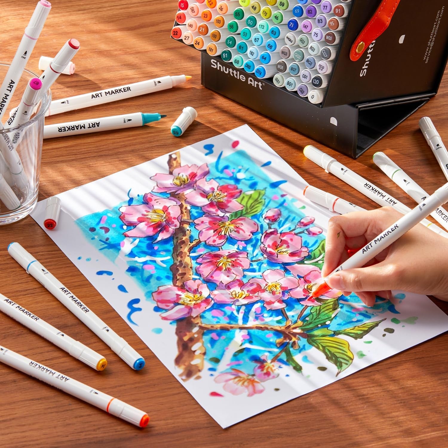 Shuttle Art 100-Colour Dual Tip Marker Set + Blender
