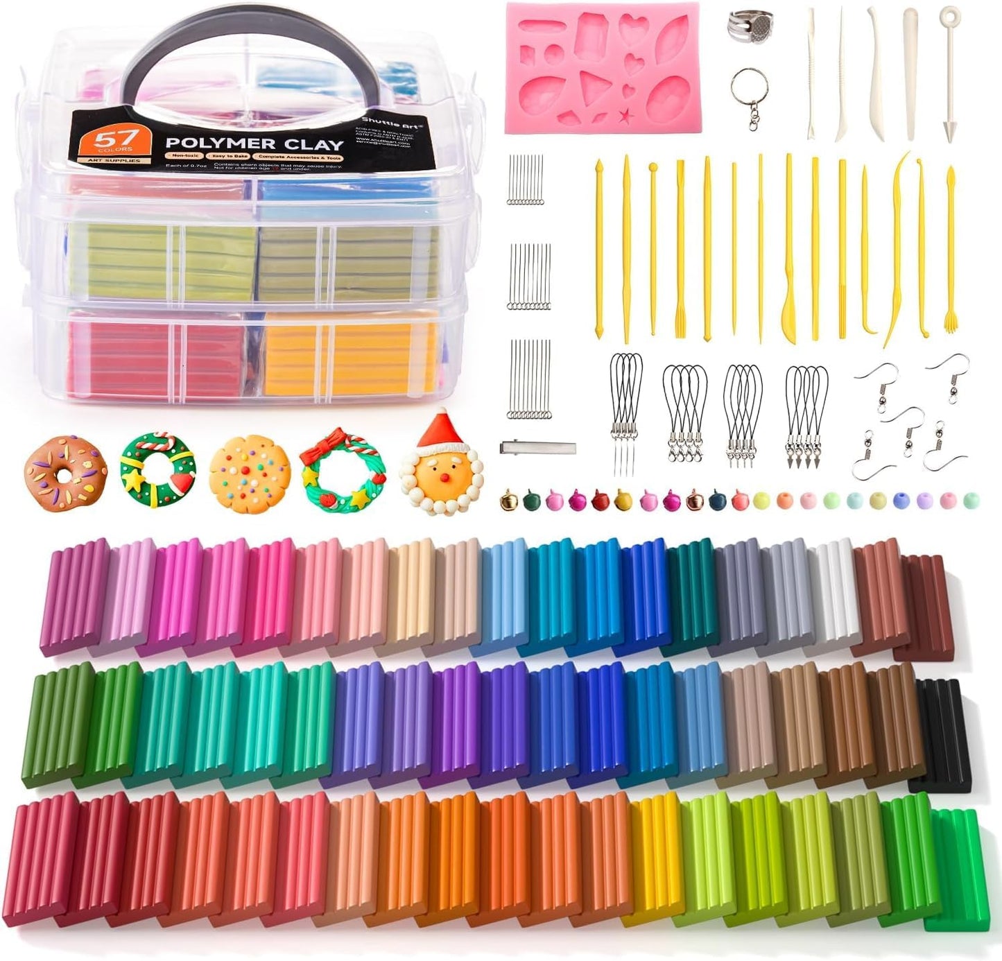 Shuttle Art 50-Colour Polymer Clay Kit – Soft Oven-Bake Modeling Clay with Tools & Accessories