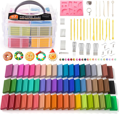 Shuttle Art 50-Colour Polymer Clay Kit – Soft Oven-Bake Modeling Clay with Tools & Accessories