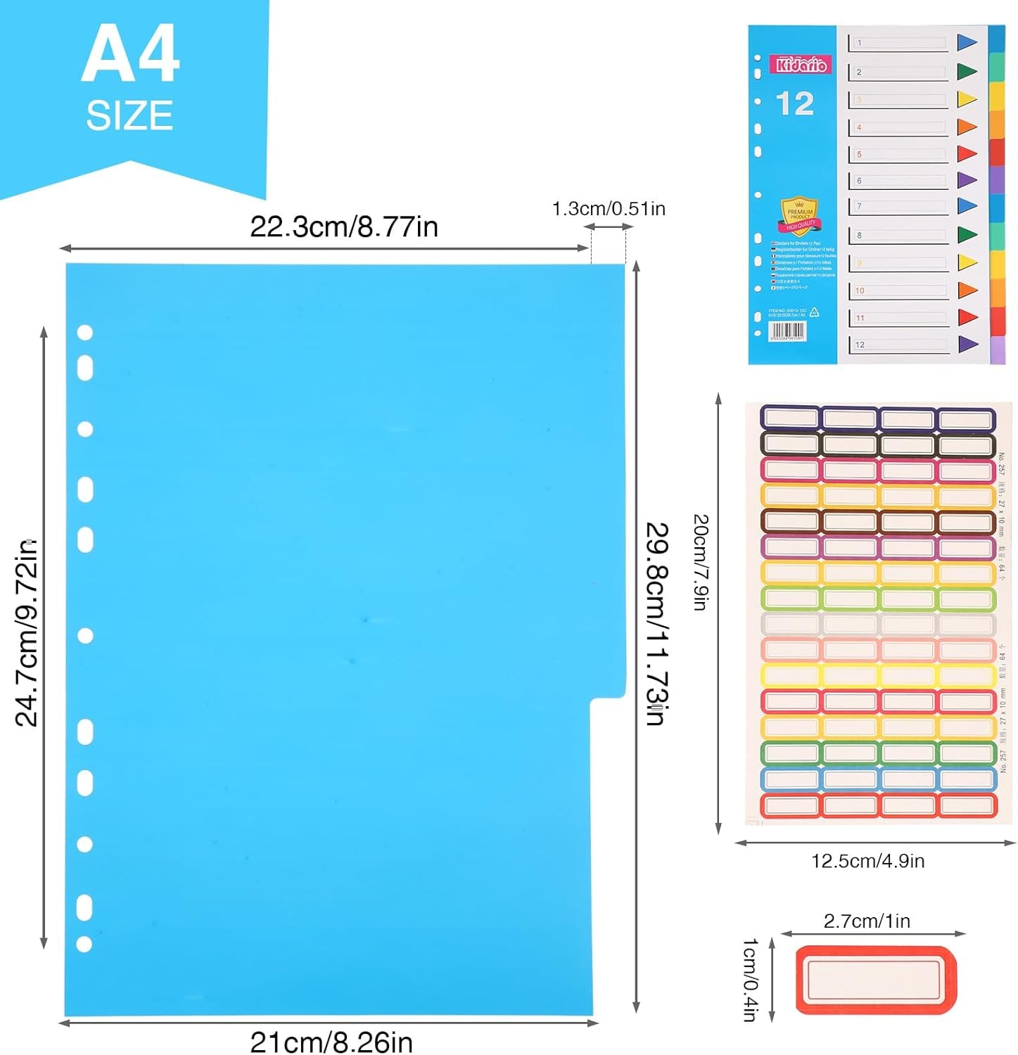A4 1-12 Numbered Plastic File Dividers – Pack of 6 for Efficient Organization