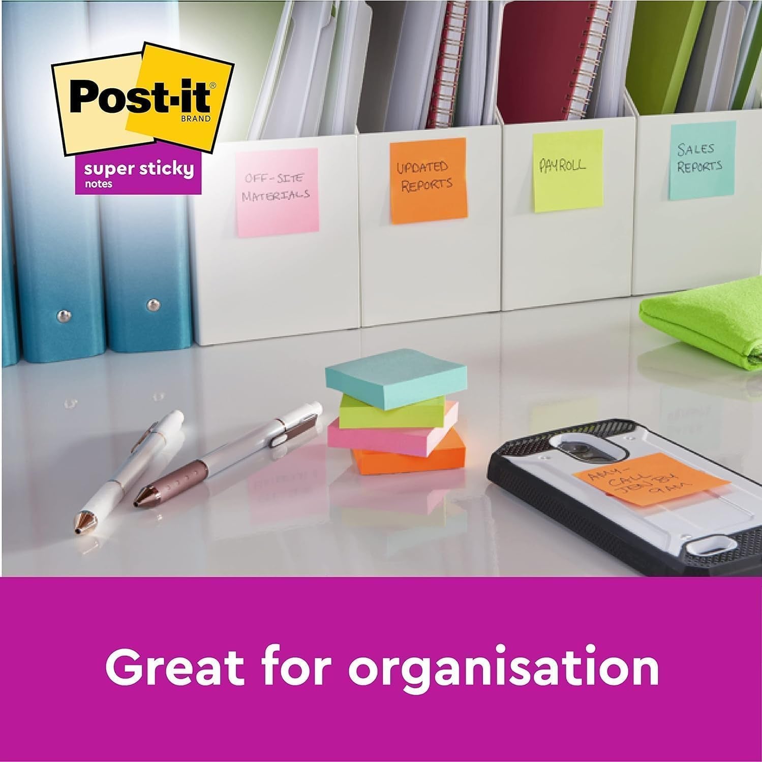 Post-it Super Sticky Notes – Extra Strong Adhesion for Hard-to-Stick Surfaces