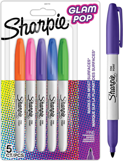 Sharpie Permanent Markers | Fine Point for Bold Details | Electro Pop & Assorted Original Colours | 24 Marker Pens