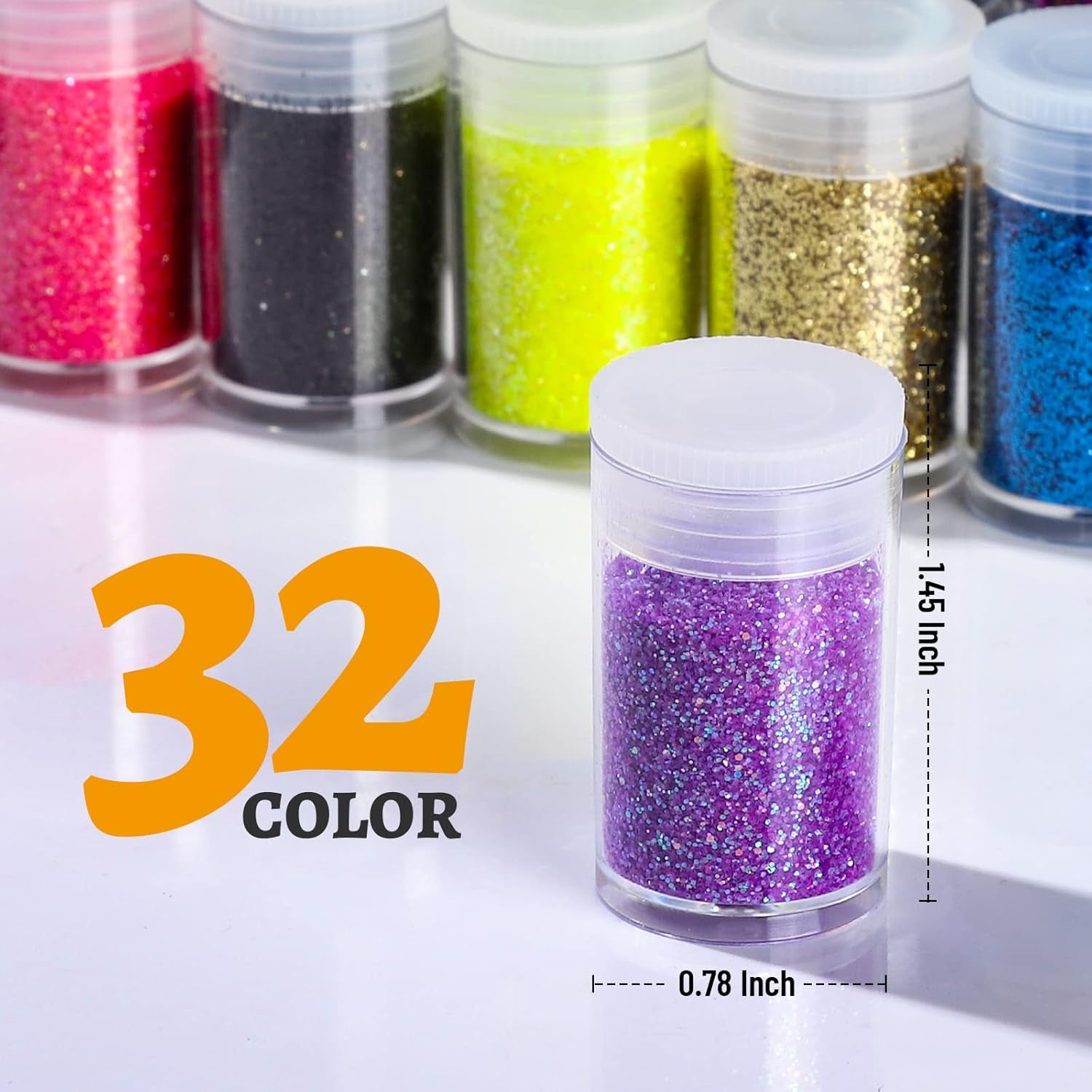 Fine Glitter Set – 32 Colours for Crafts, Resin & Beauty (7.6g Each)