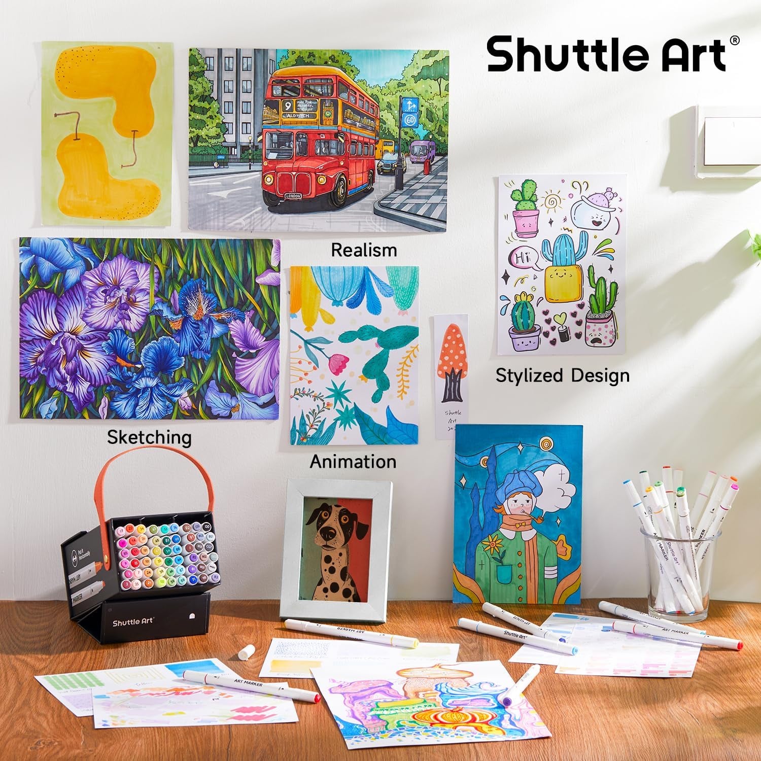 Shuttle Art 60-Colour Dual Tip Marker Set + Blender