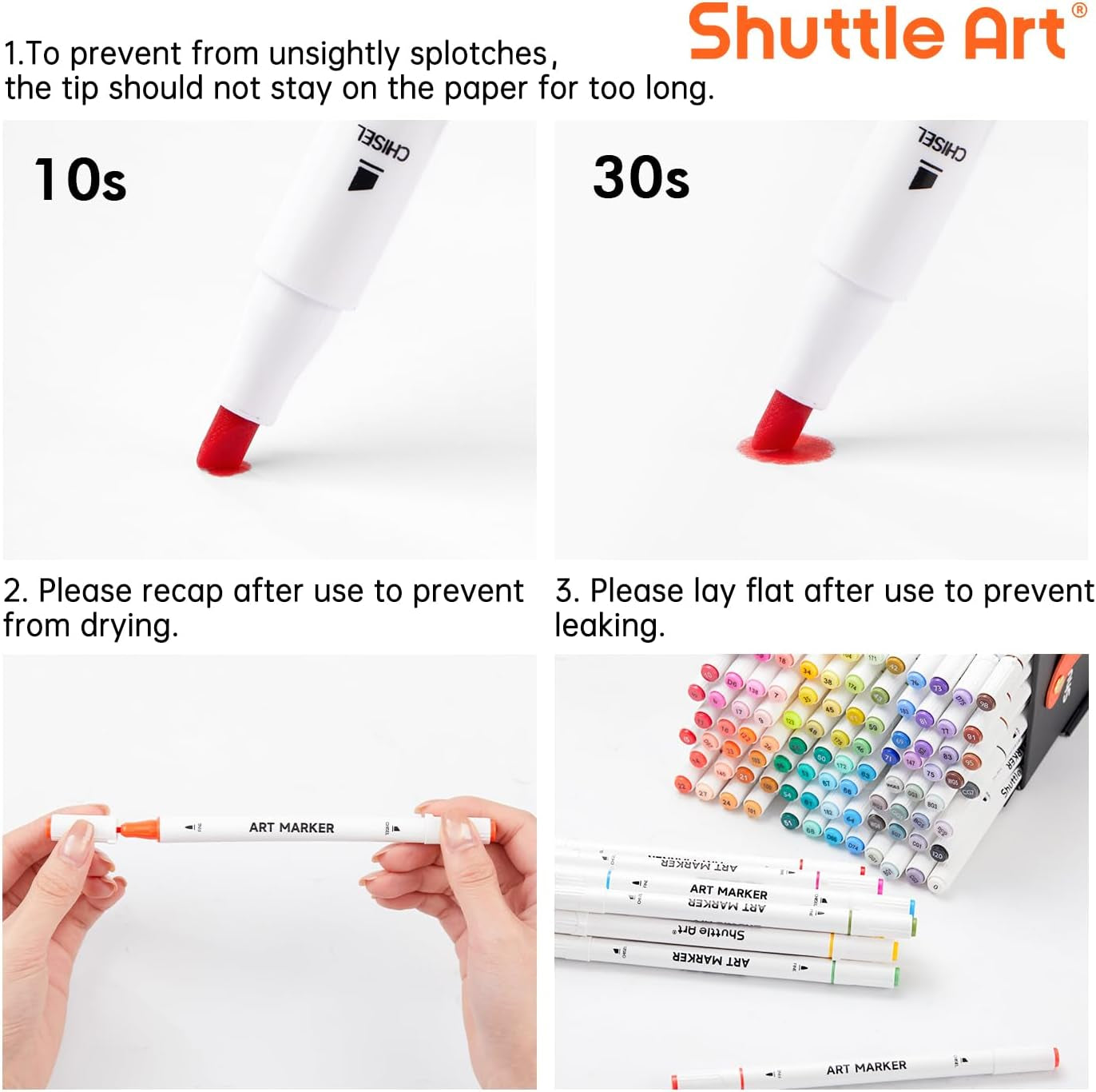 Shuttle Art 100-Colour Dual Tip Marker Set + Blender
