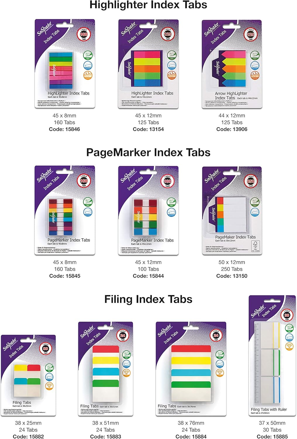 Snopake Filing Index Tabs – Durable, Repositionable & Perfect for Organization