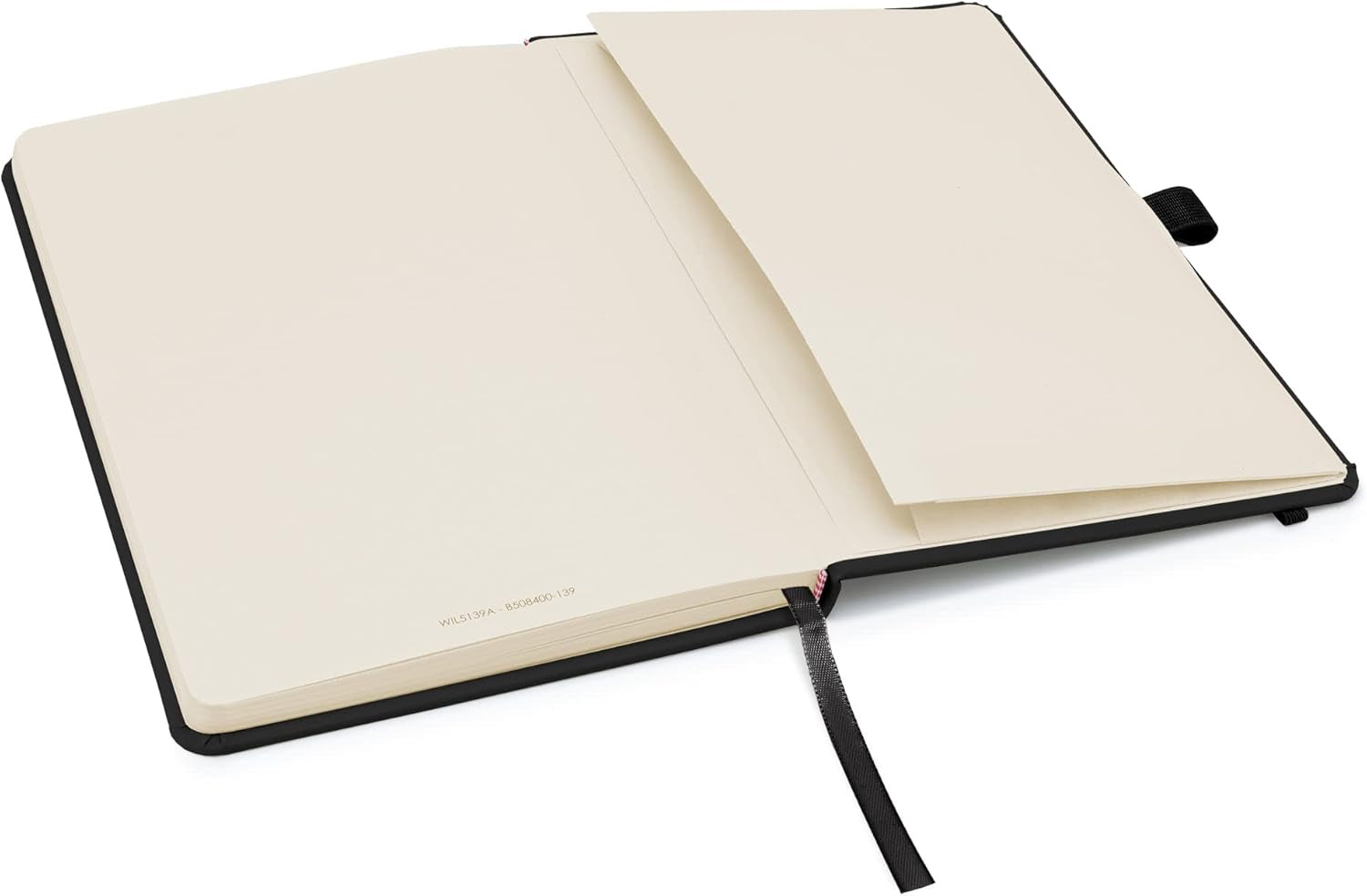Notes London Eco A5 Notebook with Lined Pages, Pen Loop, Ribbon, Date Marks and Paper Pocket, Medium Hardback Journal, Note, Sustainably Sourced Paper (Black)