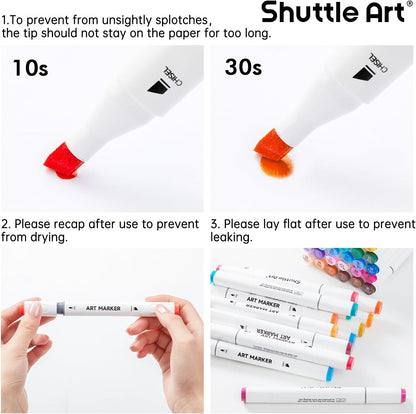 Shuttle Art 121-Piece Dual Tip Marker Set + Accessories