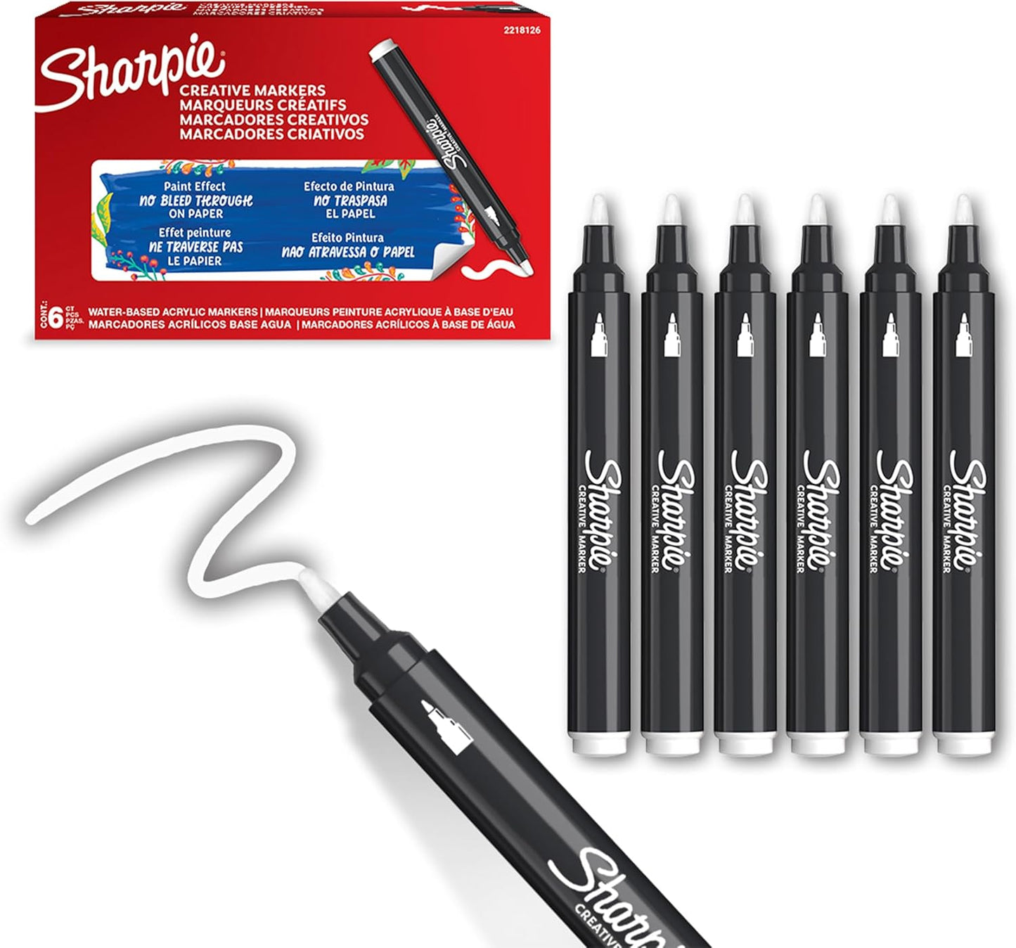 Sharpie Creative Marker Acrylic Paint Pens | Bullet Tip Water-Based Paint Markers | Lake Green | No-Bleed Ink Writes on Most Surfaces | School & Revision Supplies | 6 Count