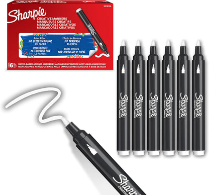 Sharpie Creative Marker Acrylic Paint Pens | Bullet Tip Water-Based Paint Markers | Lake Green | No-Bleed Ink Writes on Most Surfaces | School & Revision Supplies | 6 Count