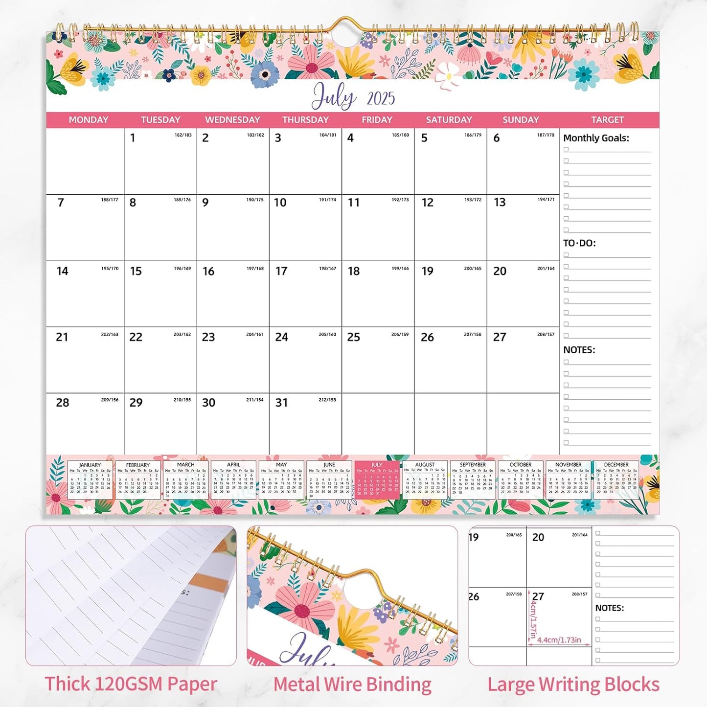 2025-2026 Wall Calendar – 18-Month Planner for Organization & Productivity