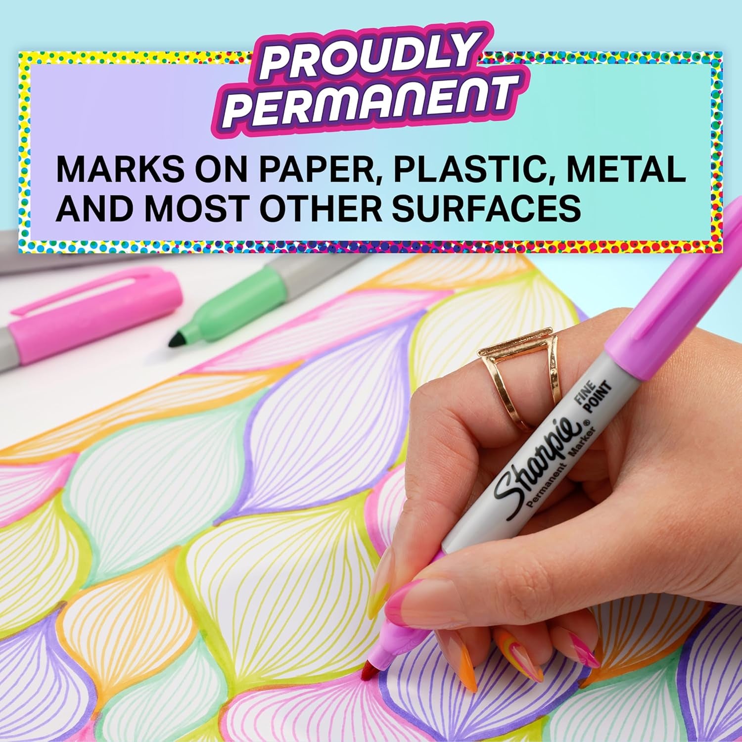 Sharpie Glam Pop Permanent Markers | Fine Point for Bold Details | Assorted Vibrant Colours | 24 Marker Pens