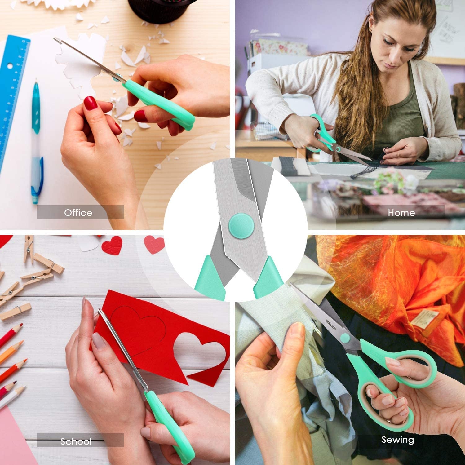 Household Scissors – 3-Pack, 8-Inch Soft-Grip, Multi-Purpose