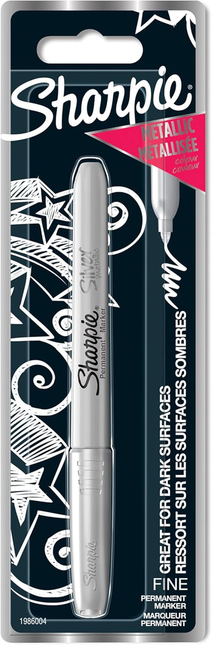 Sharpie Permanent Markers | Fine Point for Bold Details | Assorted Metallic Colours | 3 Marker Pens
