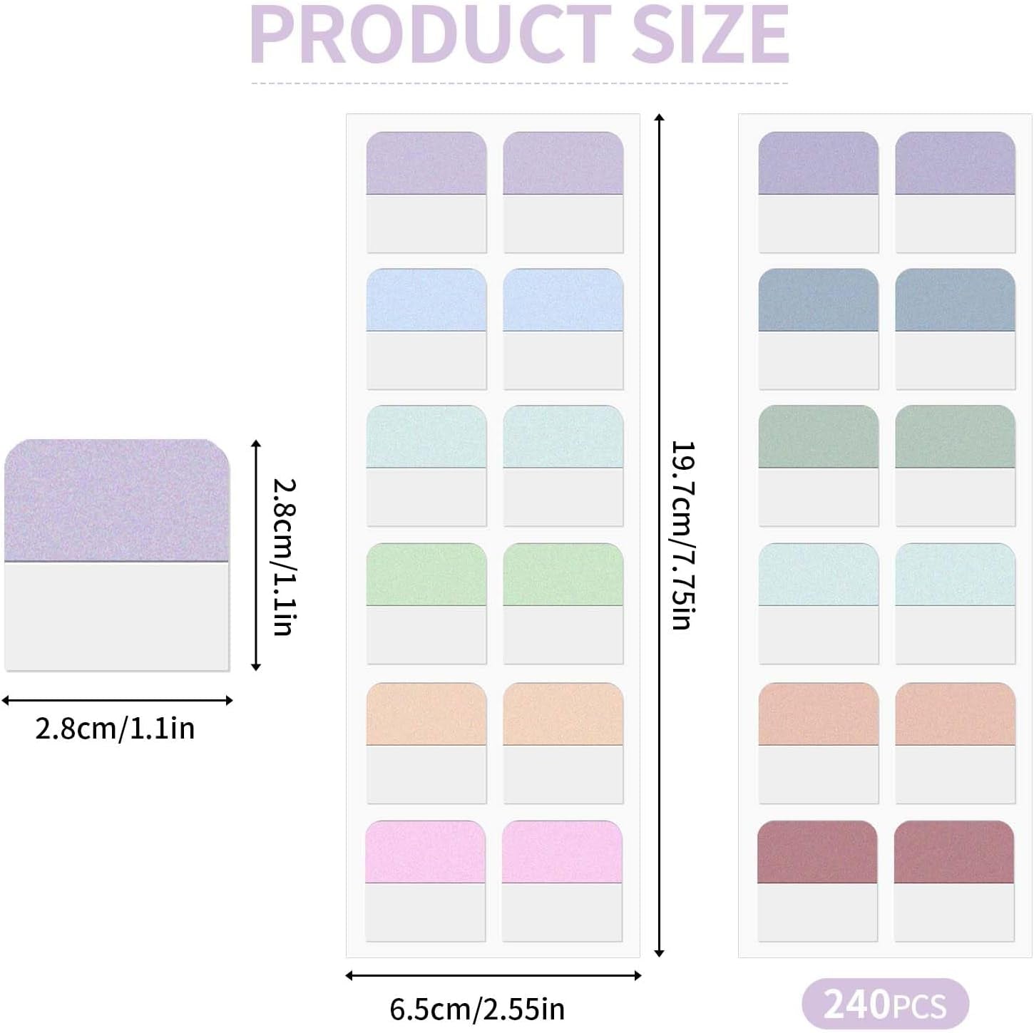 240-Piece Sticky Index Tabs – Repositionable & Writable for Easy Organization
