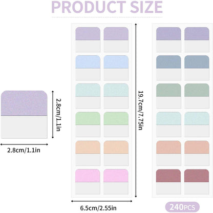 240-Piece Sticky Index Tabs – Repositionable & Writable for Easy Organization