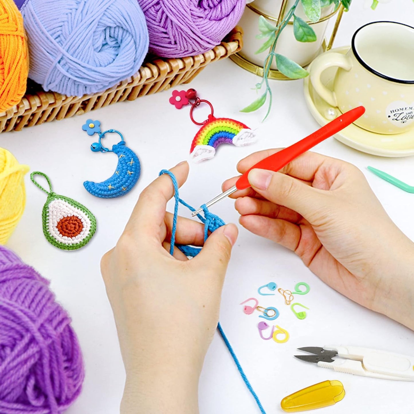 INSCRAFT 20-Color Crochet Yarn Kit – Complete Set for Beginners & Experts