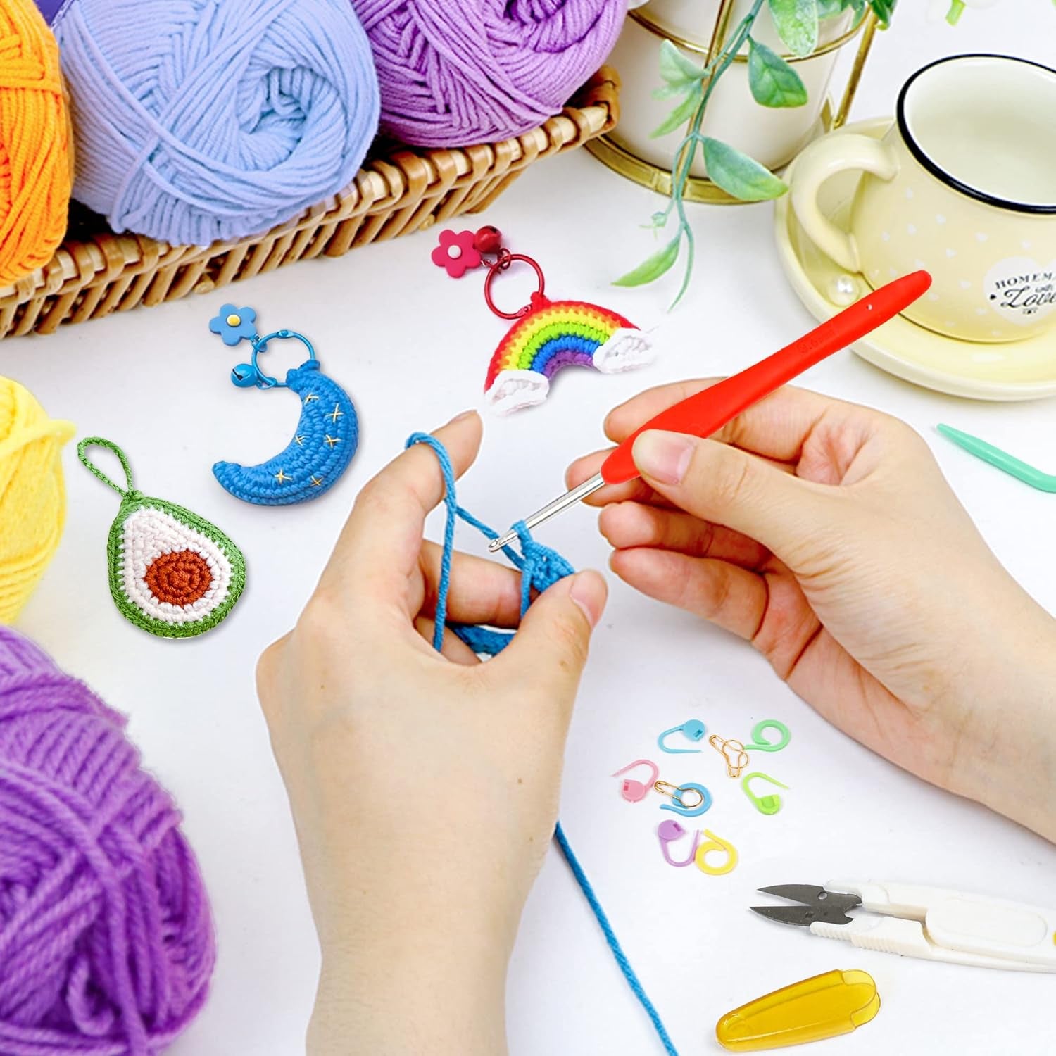 INSCRAFT 20-Color Crochet Yarn Kit – Complete Set for Beginners & Experts