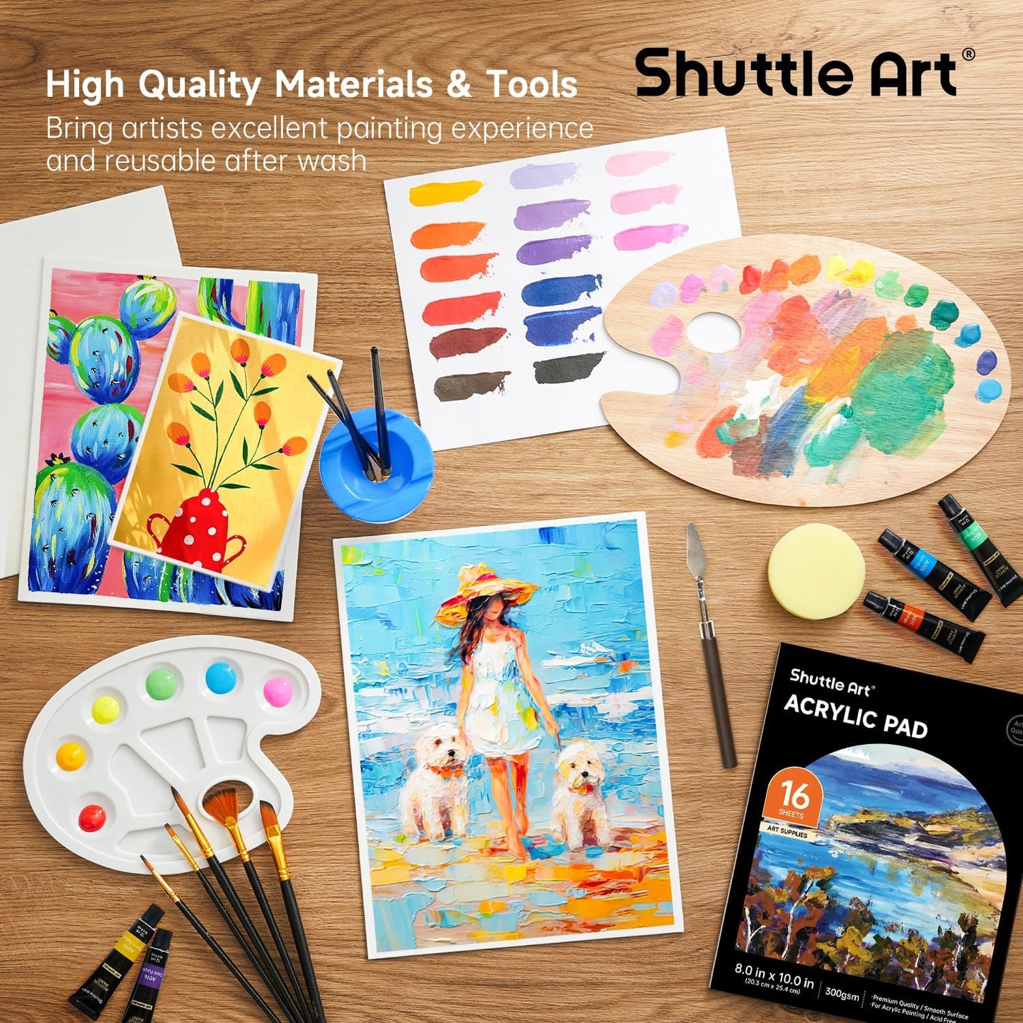Shuttle Art 59-Piece Acrylic Painting Set – Complete Art Kit for Beginners & Professionals