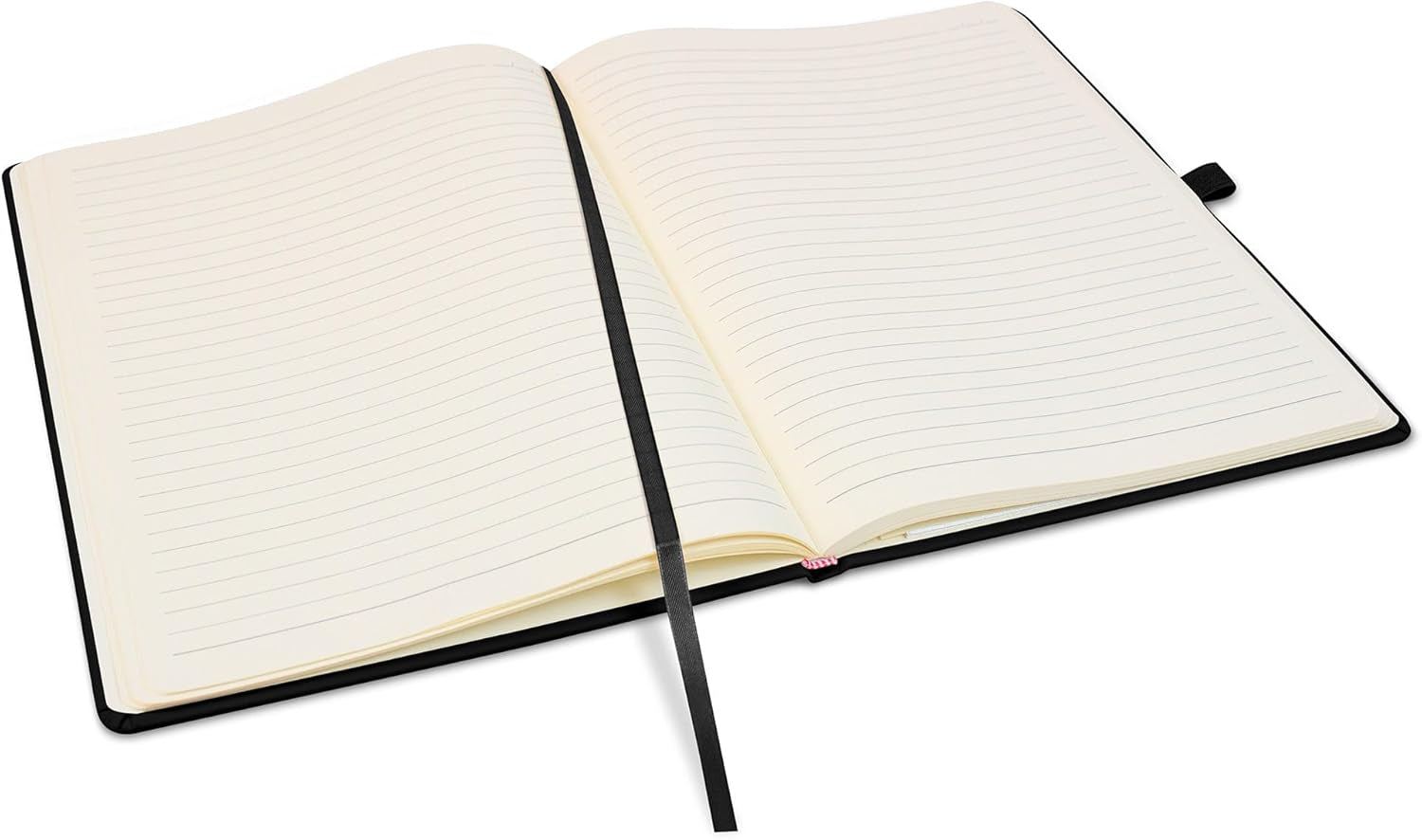 Notes London Eco A4 Notebook with Lined Pages, Pen Loop, Ribbon, Date Marks and Paper Pocket, Pocket Hardback Journal, Note, Sustainably Sourced Paper (Black)