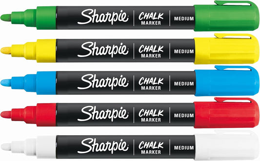 Sharpie Chalk Markers | Wet Erase Chalk Pens | Assorted Colours | 5 Count