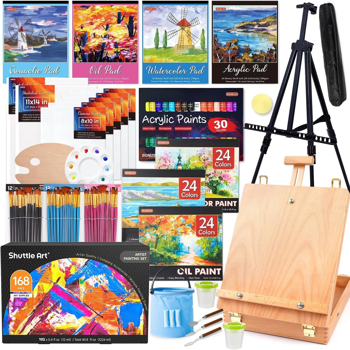 Shuttle Art 59-Piece Acrylic Painting Set – Complete Art Kit for Beginners & Professionals