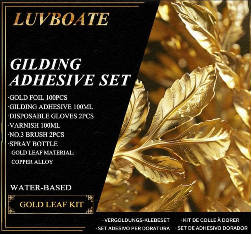 LUVBOATE Gold Leaf Gilding Kit – Complete 100-Piece Set with Adhesive, Varnish & Tools
